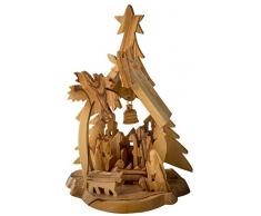 Earthwood Olivenholz stabil mit 12 Stück Krippe, Mini, mittel