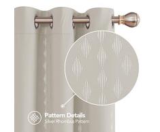 Deconovo Ösenvorhang, Bedruckt, Verdunkelungsvorhang, Paar, Foliendruck, Rautenmuster, Schallblock, für Wohnzimmer, 2 Paneele 42x72 Inch Hellbeige