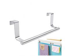 Mziart Moderner Handtuch Bar mit Haken für Badezimmer und Küche, Edelstahl gebürstet, Handtuch Kleiderbügel Forma über Schrank, Edelstahl, Brushed Stainless-Steel, 23 cm