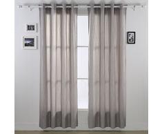 Deconovo Vorhang mit Ösen, TAFT, mit glitzernden Pailletten, für Kinderzimmer, 132 x 160 cm, Grau, 1 Paar