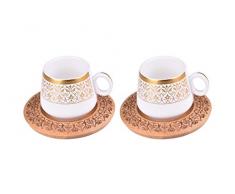 bambum B0240 ottoman-2 Personen Kaffee-Set Gold Gemustert, Braun
