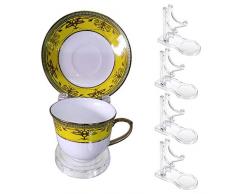 Hipiwe Ständer für Teetassen und Untertassen, Acryl, Staffelei 5pcs,high Legs