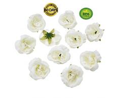 Kunstblumen Köpfe Seidenrosen Knospen künstliche Blumen für Hochzeit Party Zuhause Pflanzen Dekoration Mariage Stoff Hut Zubehör Fake Blumen 30 Stück 4 cm weiß