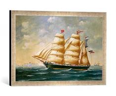 Gerahmtes Bild von 19. Jahrhundert Die Gartenlaube von Stralsund, Capt. J.f.Krüger, Kunstdruck im hochwertigen handgefertigten Bilder-Rahmen, 60x40 cm, Silber Raya