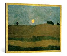 Gerahmtes Bild von Paula Modersohn-Becker Mond über Landschaft, Kunstdruck im hochwertigen handgefertigten Bilder-Rahmen, 100x70 cm, Gold Raya