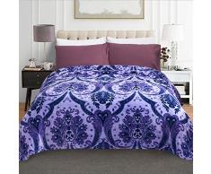 JML Decke, Flanell Fleece Decke – Plüsch weich Antistatisch, Falten, verblassen und Schuppen resistent, warm und Hypoallergen Bedruckt Reise Camping Decken Full/Queen violett