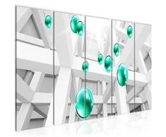 Bilder 3D - Kugeln Wandbild 150 x 60 cm Vlies - Leinwand Bild XXL Format Wandbilder Wohnzimmer Wohnung Deko Kunstdrucke Grün 5 Teilig - MADE IN GERMANY - Fertig zum Aufhängen 014356b