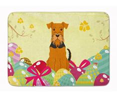 Carolines Treasures Ostereier Airedale Fußmatte, maschinenwaschbar, Memory-Schaumstoff, Mehrfarbig