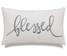 EURASIA DECOR DecorHouzz Kissenbezug, Landhausstil, Bestickt, für Hauseinweihung, Gastveranda, Hochzeit, Jahrestag 12X20 Blessed(Ivory)