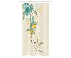 Ambesonne The Great Waves Of Kanagawa Stall Duschvorhang, japanische Illustration Ocean Surfing Decor Aquatic Design Stoff Badezimmer Decor Set mit Haken dunkelblau weiß, Textil, Multi 9, 36 W By 72 L