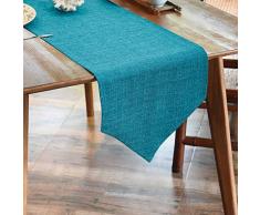 Balcony & Falcon Leinen-Tischläufer, waschbar, wasserdicht, abwischbar, Heimdekoration, Tischdecke für Esszimmer, Küche 14x120inch blau
