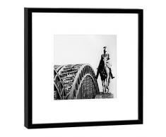 COGNOSCO Fotografie im Holzrahmen: Hohenzollernbrücke Fotodruck-Format 27 x 27 cm-Rahmenfarbe schwarz-Hochwertiges Wandbild, Geschenkidee oder Souvenir aus Köln, Holz, Weiß, Rahmen