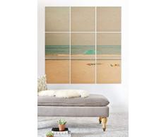 Society6 Ingrid Beddos Türkisfarbener Strandschirm aus Holz, 91 x 91 cm, neutral 4 x 4 neutral