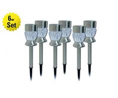 Näve Leuchten Deko-Solar Erdspieß 6er-Set Metall 1 W, Edelstahl 35 x 6 x 6 cm, 6 Einheiten