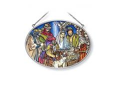 Amia Krippe Oval mittelgroß handgemaltes Glas Suncatcher, 17,8 cm lang, 42160