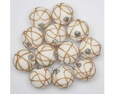 SHATCHI 12 x Christbaumkugeln zum Aufhängen, weicher Schaumstoff, glitzernd, verziert, bruchsicher, Christbaumschmuck, Tischdekoration, weiß, 4 cm