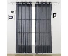 Deconovo Vorhang aus Kunst-Voile, durchsichtig, für Kinderzimmer, 132 x 244 cm (B x L) 52 W x 95 L dunkelgrau