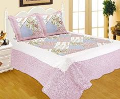 DVier Tagesdecke, Baumwoll-Mischgewebe, Rosa, 260 x 220 cm