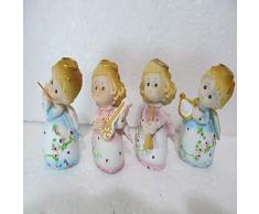 YSP-MALL Set von 4 Engel-Figuren, inspirierende Mädchen, dekorative Mini-Harzfiguren für drinnen und draußen, Dekoration für den Garten, Festival, Geschenk
