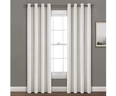 Lush Decor Vorhang aus Kunstleinen, Blickdicht, mit Ösen, 213 x 132 cm, Weiß