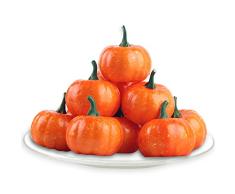 Unihoh Mini-Kürbisse für Halloween, lebensechte Kürbis-Kürbisse für den Herbst, Weihnachtsdekoration auf Tisch, Kamin, Dekokranz zum Basteln (12 Stück)