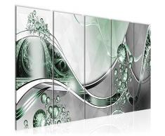 Bilder Abstrakt Wandbild 150 x 60 cm Vlies - Leinwand Bild XXL Format Wandbilder Wohnzimmer Wohnung Deko Kunstdrucke Grün 5 Teilig - MADE IN GERMANY - Fertig zum Aufhängen 109156b