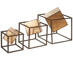Madison Park Quadwürfel Home Decor – 3-teiliges Set Metall Akzent-Statue Moderne Luxe-Geomatrische Kunst Skulptur Design Wohnzimmer Regal Zubehör Multi Size, Schwarz/Gold