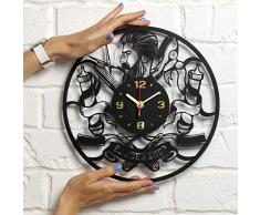 Barbershop Uhr Holz Wanduhr 30,5 cm Friseuruhr Friseuruhr Salon Friseur Friseur Friseur Friseur Friseur Salon Geschenke für Frauen Männer Friseure Retro Vintage Old Barber Shop Wanddeko Kunst Dekoration Uhr Geschenk Schwarz