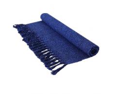 USTIDE Baumwolle, wendbar Teppich Flickenteppich mit einer Hand mit Multicolor Diele für Waschküche Küche Badezimmer Schlafzimmer dormat, baumwolle, Navy Blue&black, 23.6x51