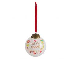 Pavillon Gift Company Glasornament A Mothers Love You, Oma, Rosa mit Blumenmuster, Weiß