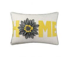 JWH 3D-Kissenbezug, Sonnenblumen-Akzente, Wolle, handgefertigt, dekorativer Stereo-Kissenbezug, für Zuhause, Bett, Wohnzimmer, Büro, Stuhl, Couch-Dekoration, Geschenk, 35,6 x 50,8 cm Art Deco 14 x 20 Inch Yellow Gray Plaid - 14 X 20 Inch