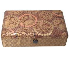 MG DECOR Schmuckkästchen, Holzfaserplatte (MDF) mit Stoffüberzug, Verzierungen aus Kupfer, mittlere Größe