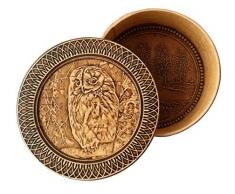 Tourmania Schmuckkästchen aus Birkenrinde, rund Eule