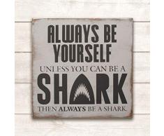 wonbye Holzschilder mit Sprüchen, Haifisch-Dekor, Hai-Holzschild, Wandkunst, Jungenzimmer, Dekoration für Jungen, Kinderzimmer