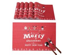 INNObeta Weihnachtsplatzsets 6er Set Anti-Rutsch-Isolierung waschbar hitzebeständig Tischdeko Platzmatten für Urlaub Ideal für Küche & Esstisch & Party weihnachtsmotiv