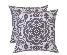 Bridgeso Mischgewebe Baumwolle Leinen Bestickt Kissenbezug Kissen für Couch Stück 1/2 PC 2 X Mandala Grey