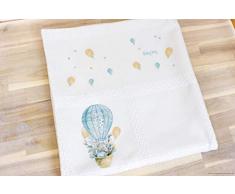 Luca-S BO101 Junge Luftballonfahrt Kreuzstichset Babydecke, Baumwolle, mehrfarbig, 84x85,5cm