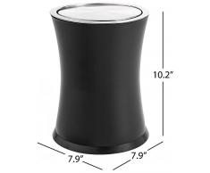 Bennett Swivel-A-Lid Abfalleimer aus Metall, mit Schwingdeckel, rund - schwarz