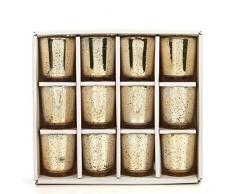 Hosley Teelichthalter, Quecksilber-Finish, gesprenkelt, 7,6 cm hoch, 12 Stück O4 Teelichter für Hochzeiten, Spa, Aromatherapie, Teelichter 3 high Gold