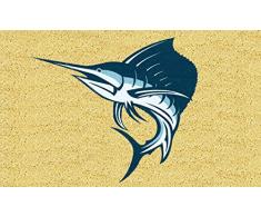 GIFTCOMPANYITALY OGGETTI IDEE DESIGN Gift Company Fußmatte Schwertfisch, Kokosnuss, Bunt, 75 x 2 x 45 cm