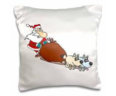 3dRose PC 104375 _ 1 Silly Santa und Hund Schlitten Cartoon-Pillow Fall, 16 von 40,6 cm