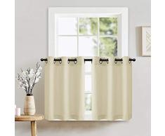 Lazzzy Waffelmuster Strukturierte Küche Stufe Vorhänge für Badezimmer Gardinen Set Pole Top 36| Tiers N-Beige