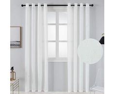 Colokey Vorhang, Leinen, strukturiert, durchscheinend, Einzelpaneel, Schlafzimmer, Wohnzimmer, Balkon W52 x L84 weiß