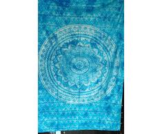 Indian Craft Castle, Mandala Barmeri Großer Bodenkissenbezug, Meditation, Sitzkissen, Überwurf, Hippie, dekorativer Reißverschluss, Bohemian Pouf, Ottoman Poufs, Pom-Pom-Kissenbezüge 32 Blue Silver Ombre