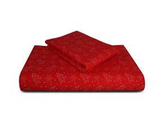 Sun Washed 100% Baumwolle 170 g/m² Flanell super weich, warm & flauschig 4-teilige Bettwäsche, bis zu 40,6 cm Tiefe Tasche King Red&White Print Duvet