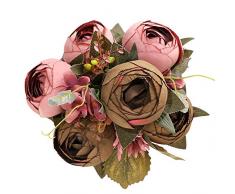 Luyue Vintage Künstliche Pfingstrosen Seide Pfingstrosen Kunstblumen Hochzeit Blumenstrauß Home Floral Decor (1 Stück) Vintage Cameo Brown