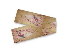 Bardic HousingMart Tischläufer, 33 x 178 cm, Vintage-Vogel-Blumen-Design, Esszimmer, Küche, Couchtisch, Tischläufer, Hochzeit, Urlaub, Festival, Tischläufer Modern 13x70 Inch Mehrfarbig