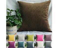 tangdepot massiv Samt Dekoratives Kissen Bezüge/Euro kissenrollen, Super Weiche Velours, Micro geprägt Leaf Textur und Form, Samt, Coffee, 41 x 41 cm