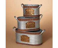 Gerson Weihnachten verzinktem Dose mit Metall geprägt Weihnachtsbaum Farms Käufer Choice of Milchkännchen oder Set von 3 mit Oval Container 13 (Set of 3 containers) grau