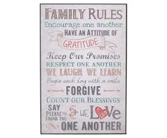 Family Rules, dekorative Wandtafel 30,5 x 40,6 cm Made in USA